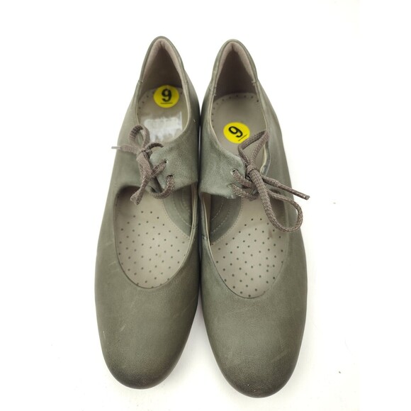 ECCO Sculptured Mary Jane Pumps Distressed Gray Leather Laces  EU 40 US 9-9.5 - Picture 5 of 9